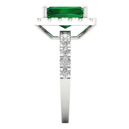 3.84 cttw Simulated Emerald Hidden Halo Engagement Ring - Solid Gold (Emerald Cut,9x7mm)