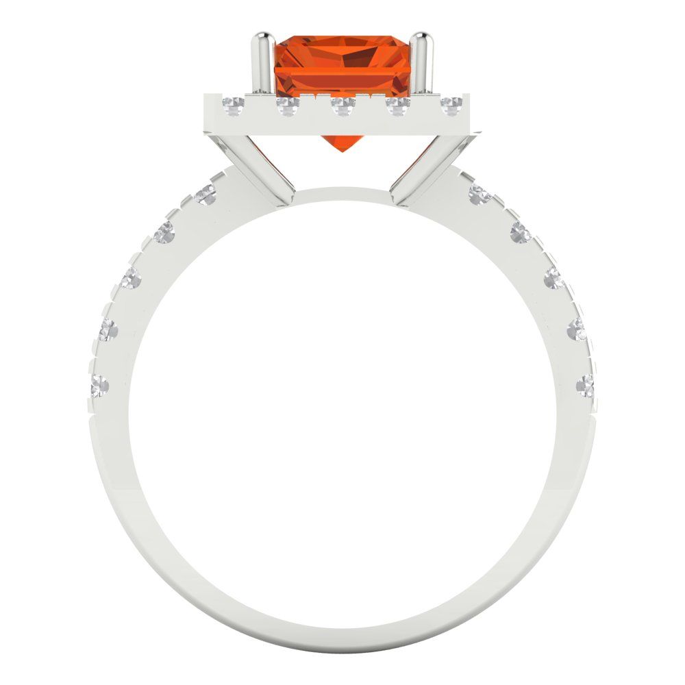 3.84 cttw Zirconia Simulated Red Diamond Hidden Halo Engagement Ring - Solid Gold (VVS1, Emerald Cut,9x7mm)