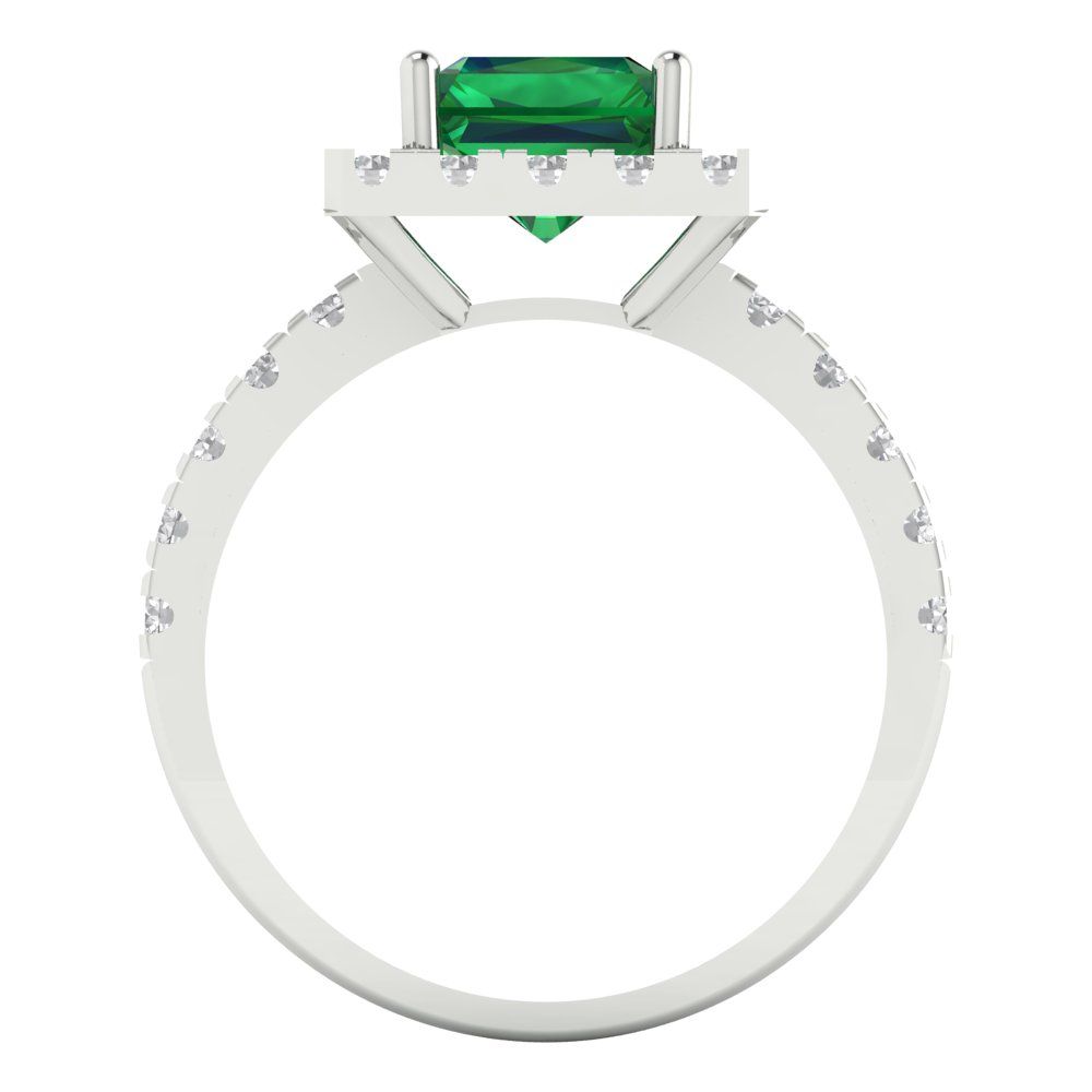 3.84 cttw Simulated Emerald Hidden Halo Engagement Ring - Solid Gold (Emerald Cut,9x7mm)
