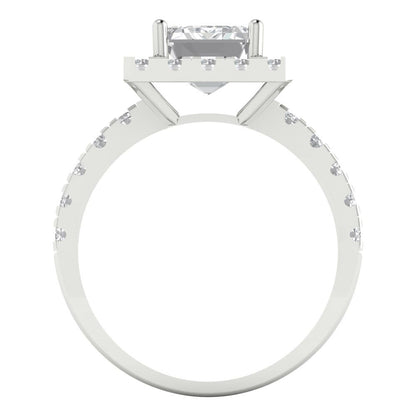3.84 cttw Certified Moissanite Hidden Halo Engagement Ring - Solid Gold (VVS1, D-F,Emerald Cut,9x7mm)