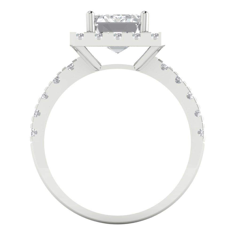 3.84 cttw Zirconia Simulated Diamond Hidden Halo Engagement Ring - Solid Gold (VVS1, Emerald Cut,9x7mm)