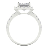 3.4 ct Brilliant Emerald Cut Natural Diamond Stone Clarity SI1-2 Color G-H White Gold Halo Solitaire with Accents Ring