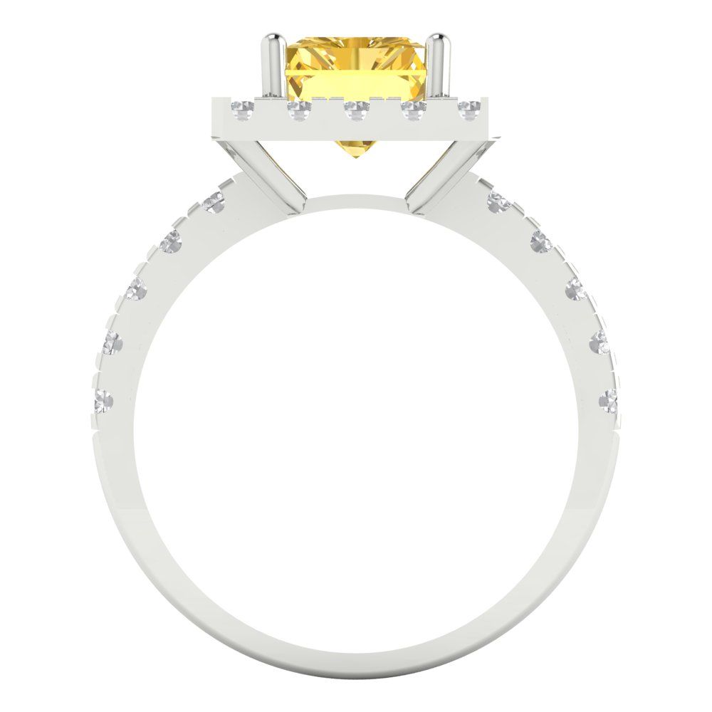 3.84 cttw Natural Citrine Hidden Halo Engagement Ring - Solid Gold (Emerald Cut,9x7mm)
