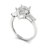 2.3 ct Brilliant Pear Cut Natural Diamond Stone Clarity SI1-2 Color G-H White Gold Solitaire with Accents Three-Stone Ring