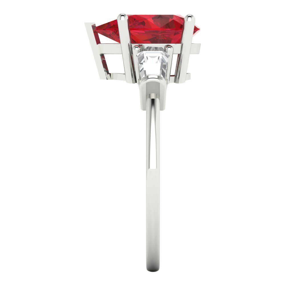 2.5 cttw Simulated Pink Tourmaline Three-Stone Engagement Ring - Solid Gold (Pear Cut,10x7mm)