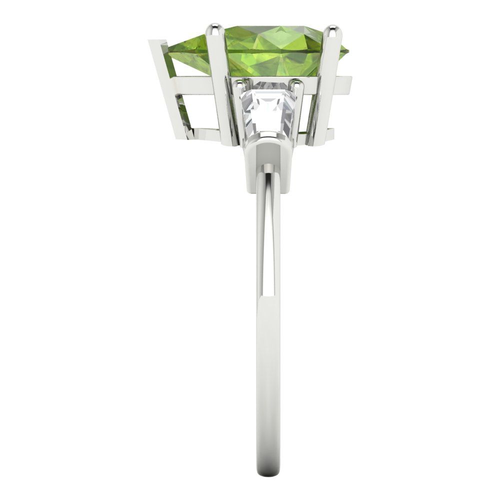 2.5 cttw Natural Peridot Three-Stone Engagement Ring - Solid Gold (Pear Cut,10x7mm)