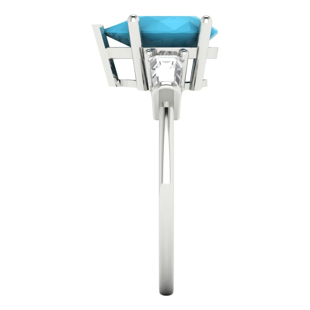 2.5 cttw Simulated Turquoise Three-Stone Engagement Ring - Solid Gold (Pear Cut,10x7mm)