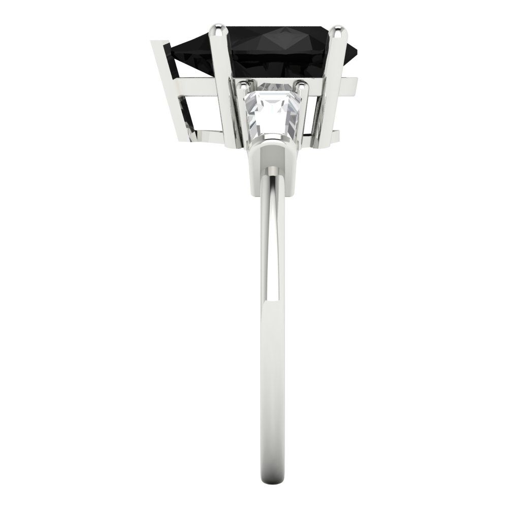 2.5 cttw Natural Onyx Three-Stone Engagement Ring - Solid Gold (Pear Cut,10x7mm)