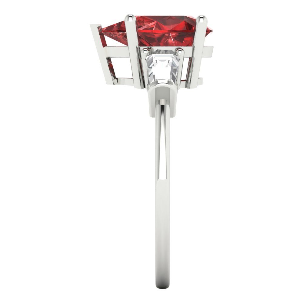 2.5 cttw Natural Garnet Three-Stone Engagement Ring - Solid Gold (Pear Cut,10x7mm)