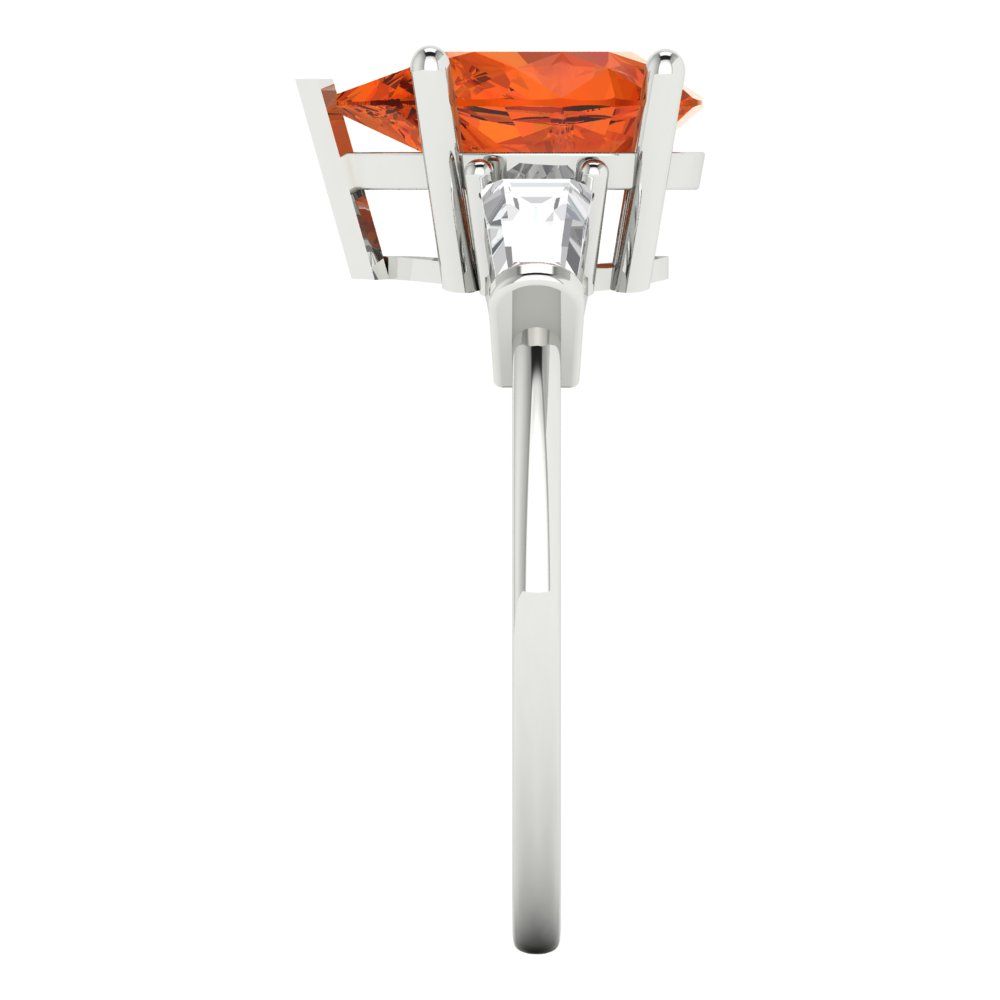 2.5 cttw Zirconia Simulated Red Diamond Three-Stone Engagement Ring - Solid Gold (VVS1, Pear Cut,10x7mm)