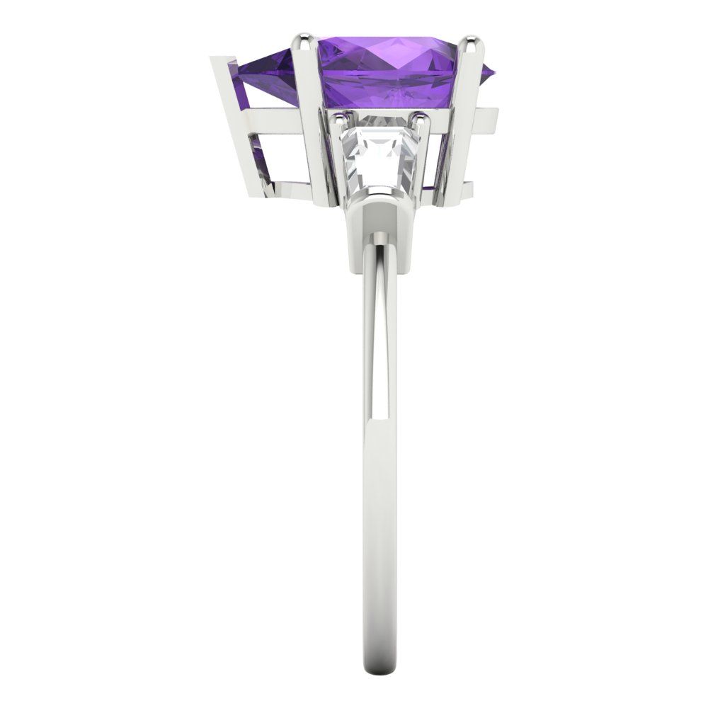 2.5 cttw Natural Amethyst Three-Stone Engagement Ring - Solid Gold (Pear Cut,10x7mm)