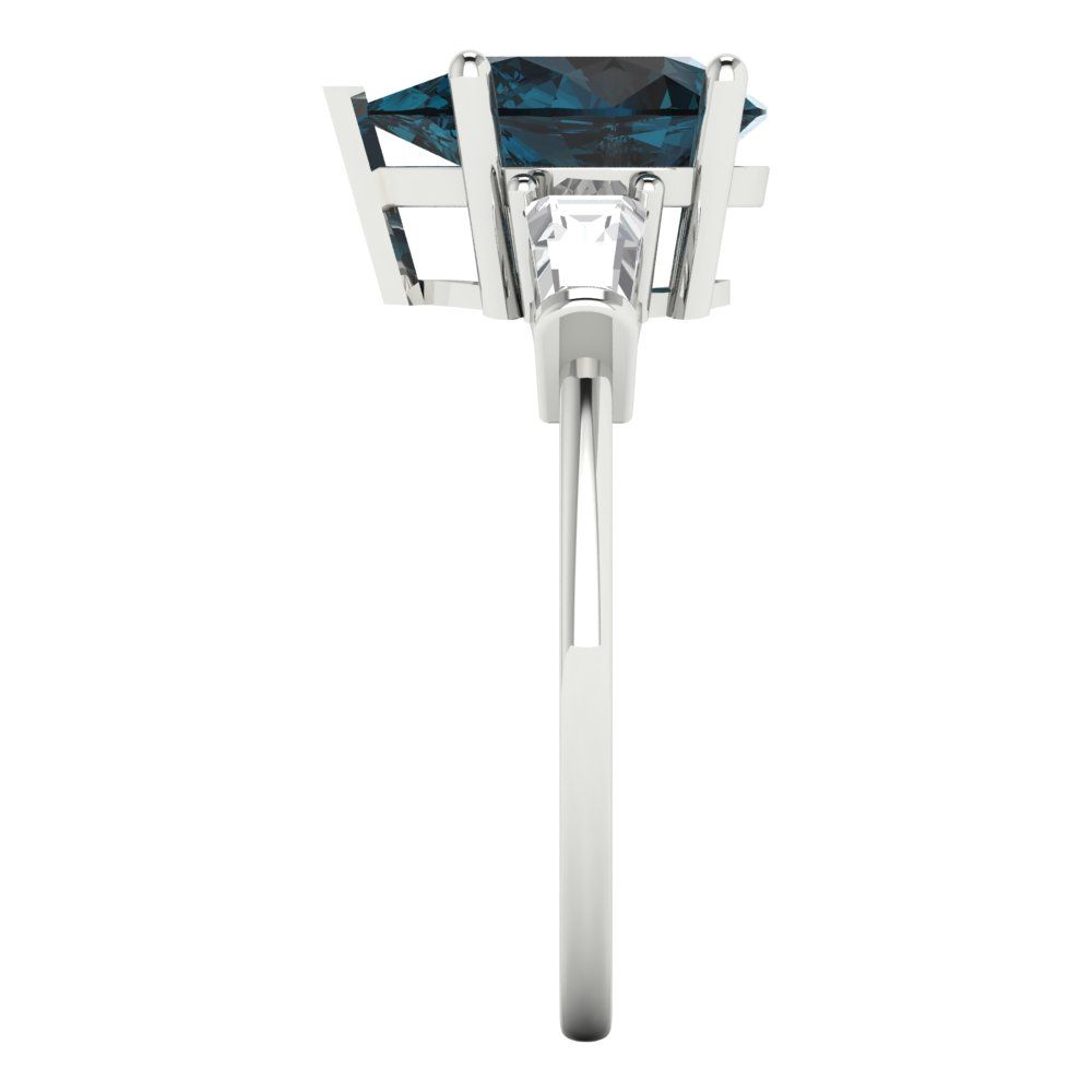 2.5 cttw Natural London Blue Topaz Three-Stone Engagement Ring - Solid Gold (Pear Cut,10x7mm)