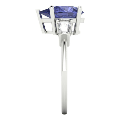 2.5 cttw Simulated Tanzanite Three-Stone Engagement Ring - Solid Gold (Pear Cut,10x7mm)