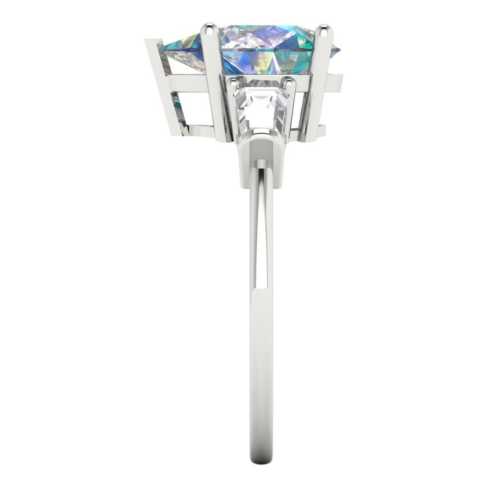 2.5 cttw Blue Moissanite Three-Stone Engagement Ring - Solid Gold (Pear Cut,10x7mm)