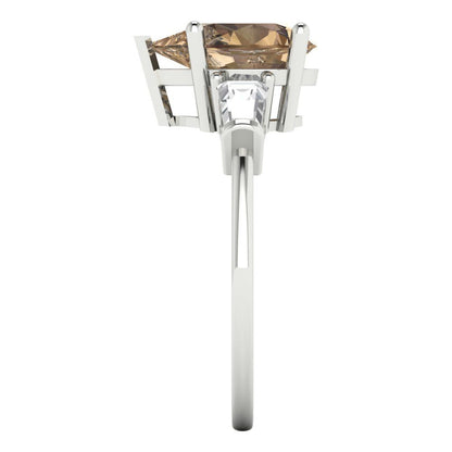 2.5 cttw Zirconia Simulated Champagne Diamond Three-Stone Engagement Ring - Solid Gold (VVS1, Pear Cut,10x7mm)