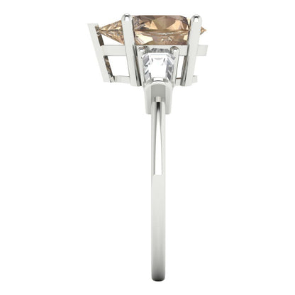 2.5 cttw Yellow Moissanite Three-Stone Engagement Ring - Solid Gold (Pear Cut,10x7mm)