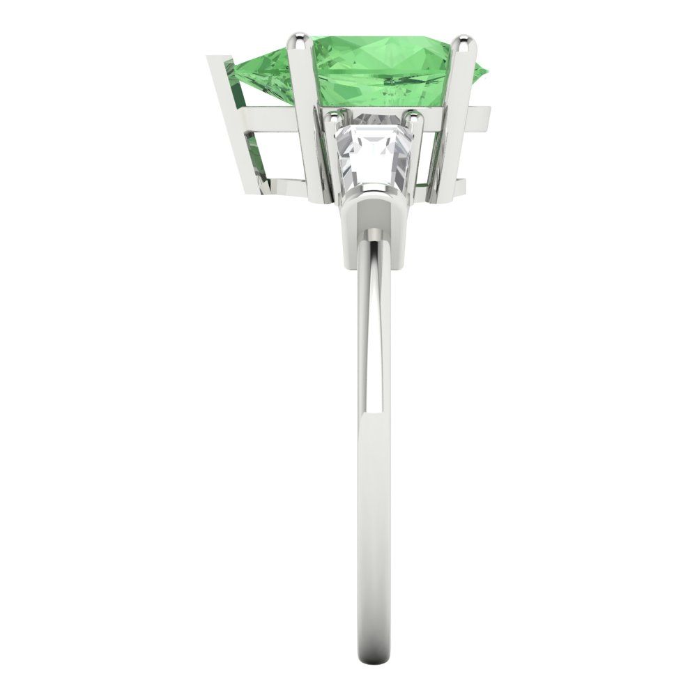 2.5 cttw Zirconia Simulated Green Diamond Three-Stone Engagement Ring - Solid Gold (VVS1, Pear Cut,10x7mm)