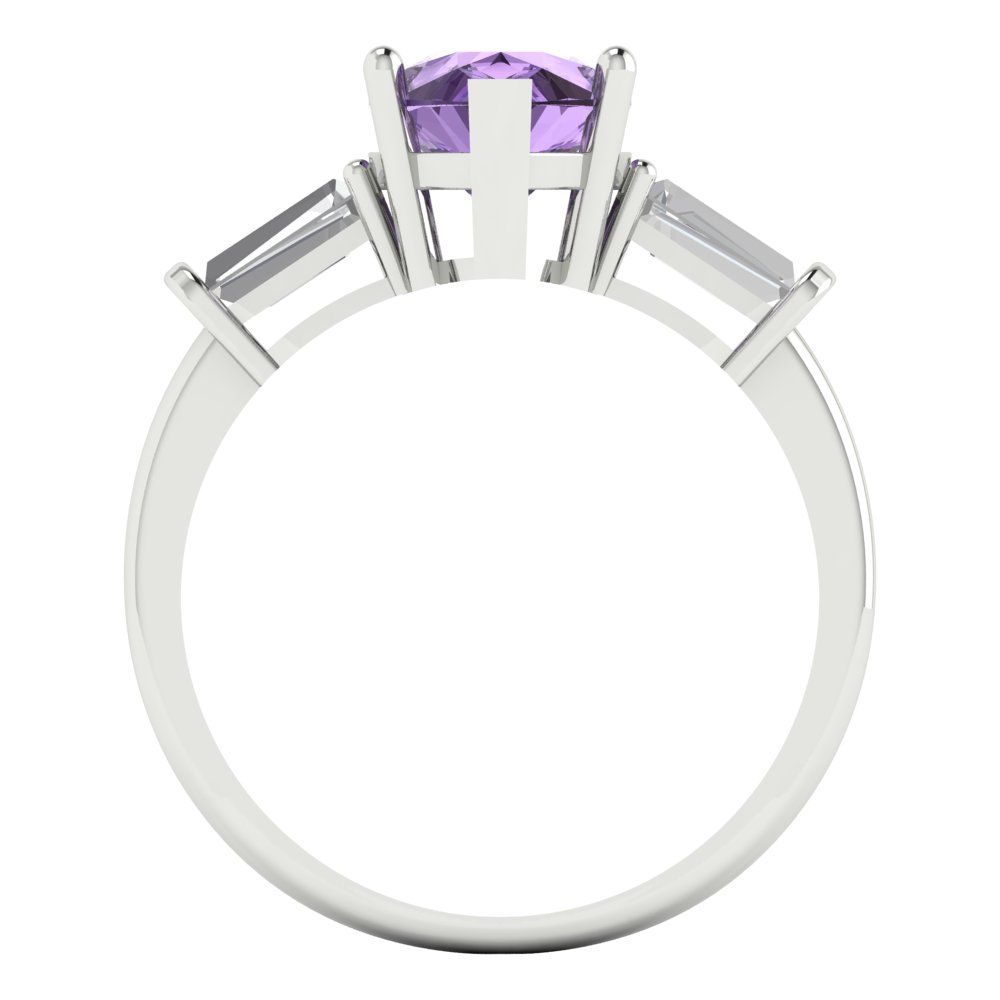 2.5 cttw Simulated Alexandrite Three-Stone Engagement Ring - Solid Gold (Pear Cut,10x7mm)