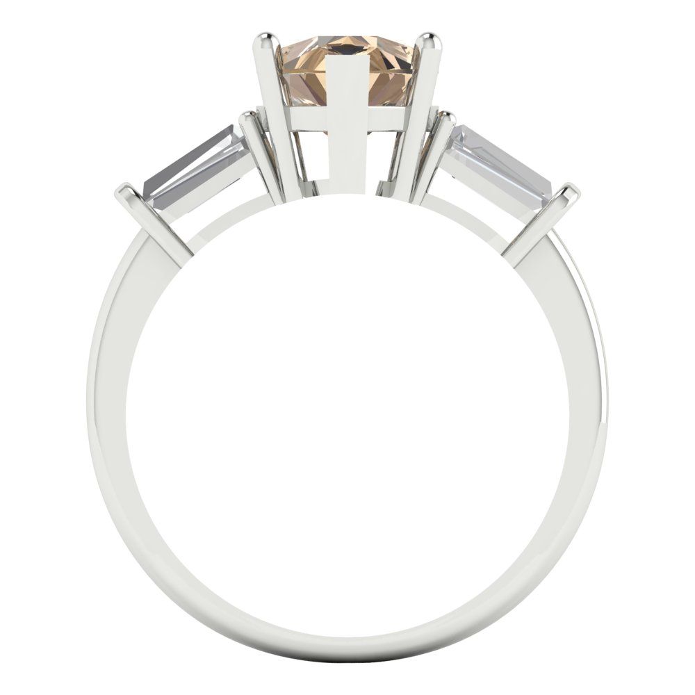 2.5 cttw Yellow Moissanite Three-Stone Engagement Ring - Solid Gold (Pear Cut,10x7mm)