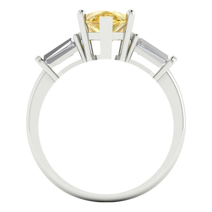 2.5 cttw Natural Citrine Three-Stone Engagement Ring - Solid Gold (Pear Cut,10x7mm)