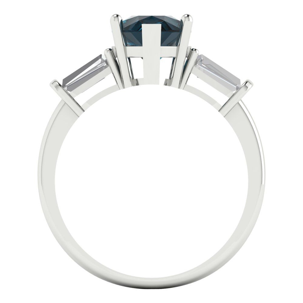 2.5 cttw Natural London Blue Topaz Three-Stone Engagement Ring - Solid Gold (Pear Cut,10x7mm)