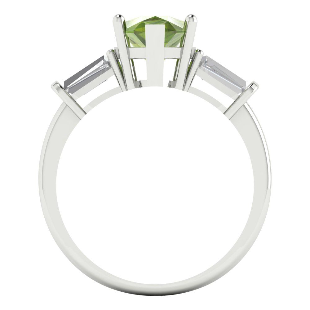 2.5 cttw Natural Peridot Three-Stone Engagement Ring - Solid Gold (Pear Cut,10x7mm)