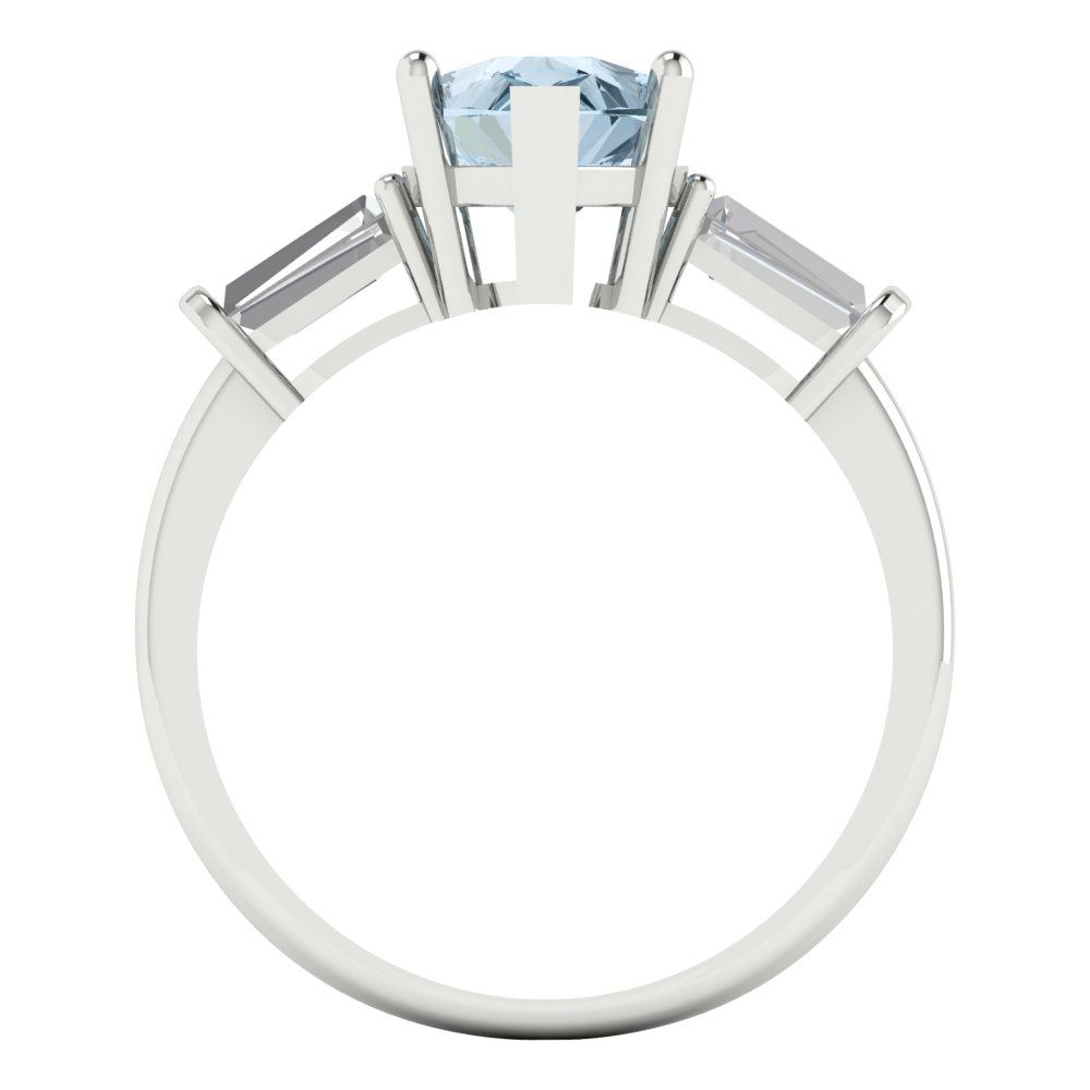 2.5 cttw Natural Swiss Blue Topaz Three-Stone Engagement Ring - Solid Gold (Pear Cut,10x7mm)