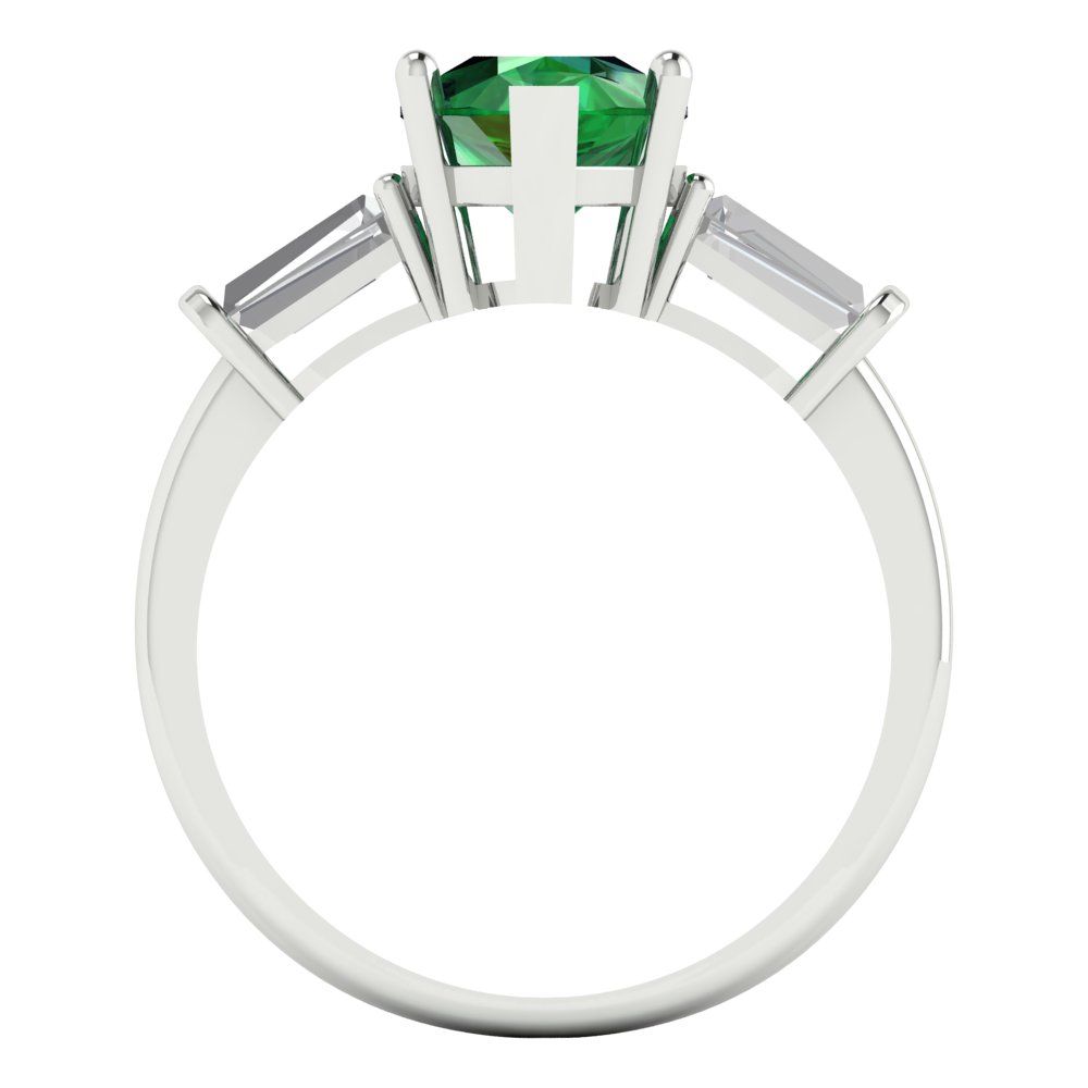 2.5 cttw Simulated Emerald Three-Stone Engagement Ring - Solid Gold (Pear Cut,10x7mm)