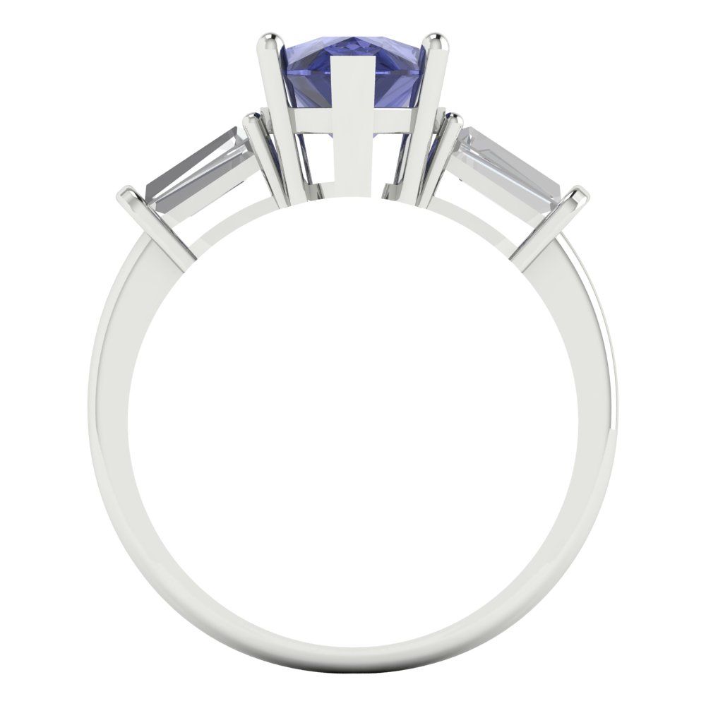 2.5 cttw Simulated Tanzanite Three-Stone Engagement Ring - Solid Gold (Pear Cut,10x7mm)