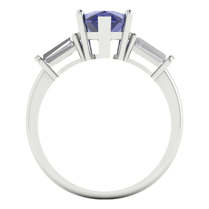 2.5 cttw Simulated Tanzanite Three-Stone Engagement Ring - Solid Gold (Pear Cut,10x7mm)