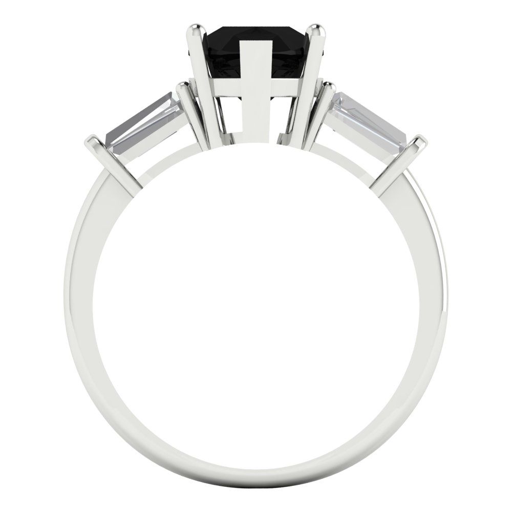 2.5 cttw Natural Onyx Three-Stone Engagement Ring - Solid Gold (Pear Cut,10x7mm)