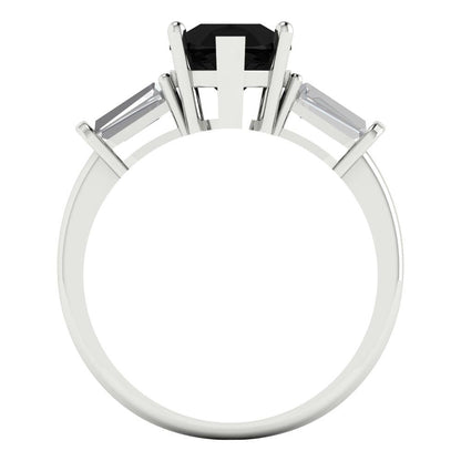 2.5 cttw Natural Onyx Three-Stone Engagement Ring - Solid Gold (Pear Cut,10x7mm)