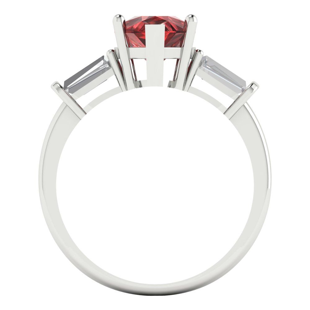 2.5 cttw Natural Garnet Three-Stone Engagement Ring - Solid Gold (Pear Cut,10x7mm)