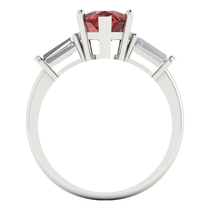 2.5 cttw Natural Garnet Three-Stone Engagement Ring - Solid Gold (Pear Cut,10x7mm)