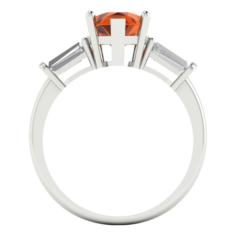 2.5 cttw Simulated Pink Tourmaline Three-Stone Engagement Ring - Solid Gold (Pear Cut,10x7mm)