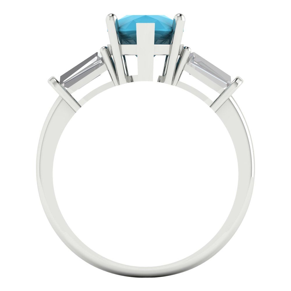 2.5 cttw Simulated Turquoise Three-Stone Engagement Ring - Solid Gold (Pear Cut,10x7mm)