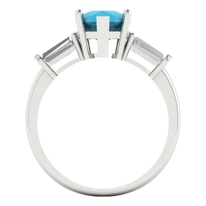 2.5 cttw Simulated Turquoise Three-Stone Engagement Ring - Solid Gold (Pear Cut,10x7mm)