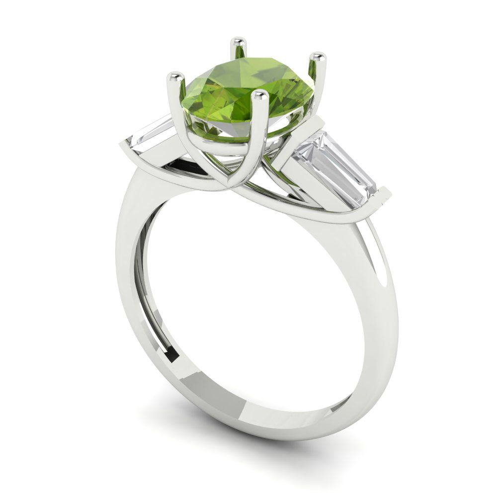 2.5 cttw Natural Peridot Three-Stone Engagement Ring - Solid Gold (Oval Cut,9x7mm)