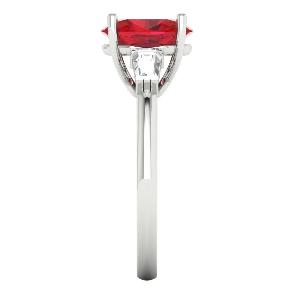 2.5 cttw Simulated Pink Tourmaline Three-Stone Engagement Ring - Solid Gold (Oval Cut,9x7mm)