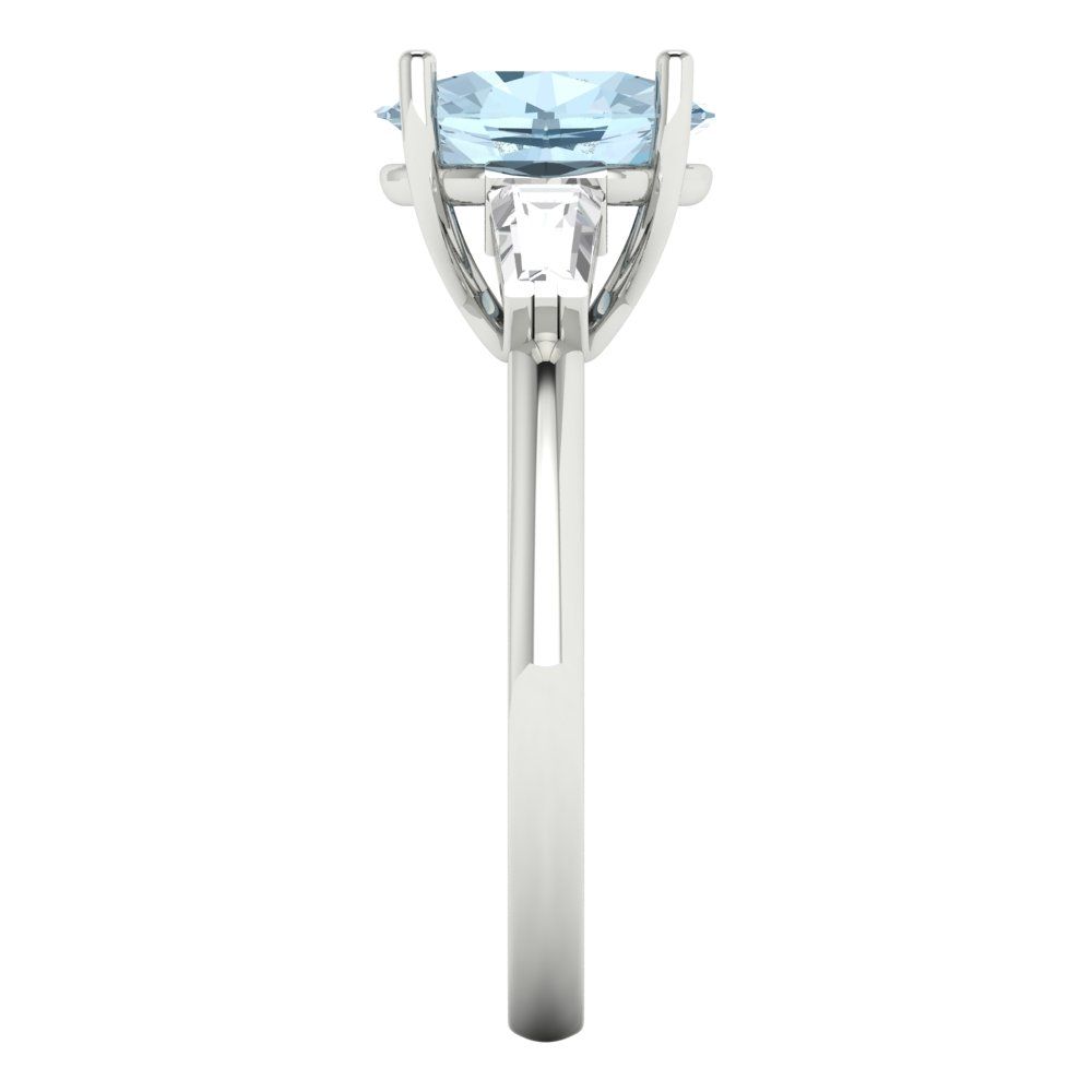 2.5 cttw Zirconia Simulated Blue Diamond Three-Stone Engagement Ring - Solid Gold (VVS1, Oval Cut,9x7mm)