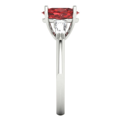 2.5 cttw Natural Garnet Three-Stone Engagement Ring - Solid Gold (Oval Cut,9x7mm)