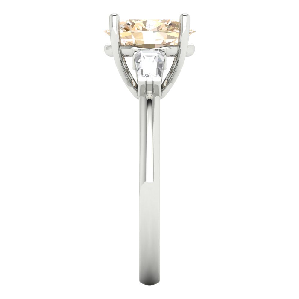 2.5 cttw Natural Morganite Three-Stone Engagement Ring - Solid Gold (Oval Cut,9x7mm)