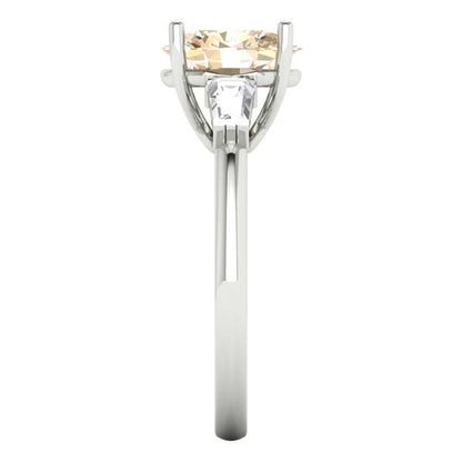 2.5 cttw Natural Morganite Three-Stone Engagement Ring - Solid Gold (Oval Cut,9x7mm)