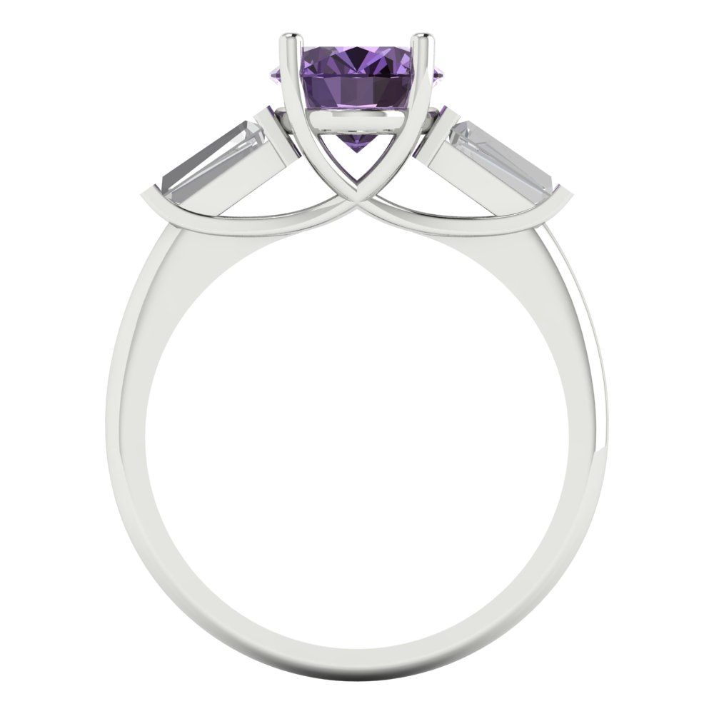 2.5 cttw Simulated Alexandrite Three-Stone Engagement Ring - Solid Gold (Oval Cut,9x7mm)