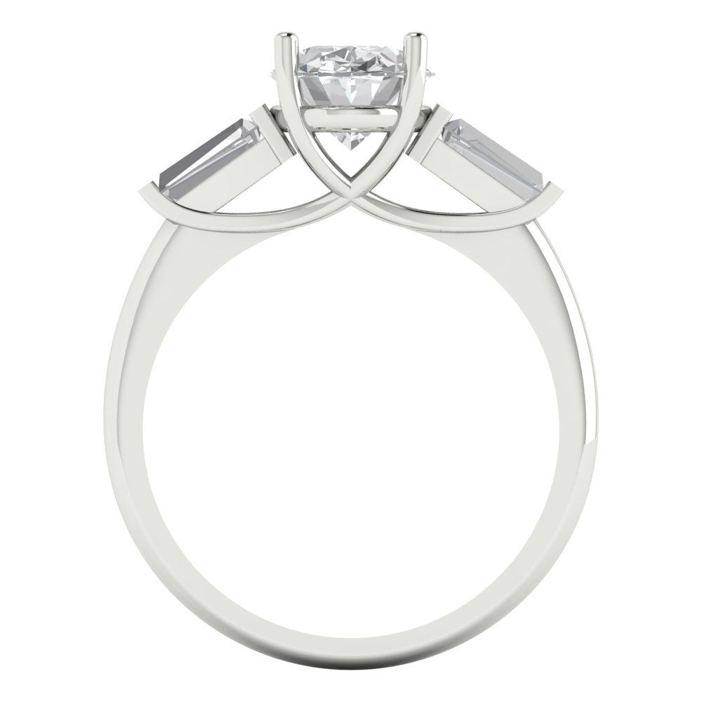 2.5 cttw Zirconia Simulated Diamond Three-Stone Engagement Ring - Solid Gold (VVS1, Oval Cut,9x7mm)