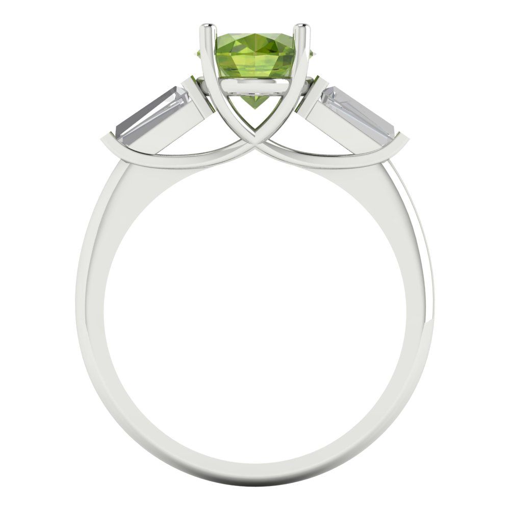 2.5 cttw Natural Peridot Three-Stone Engagement Ring - Solid Gold (Oval Cut,9x7mm)