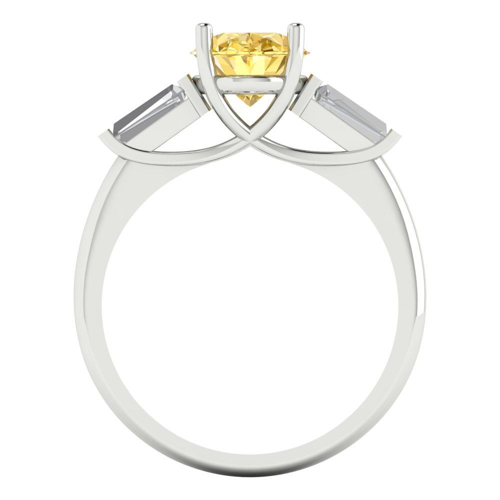 2.5 cttw Zirconia Simulated Yellow Diamond Three-Stone Engagement Ring - Solid Gold (VVS1, Oval Cut,9x7mm)
