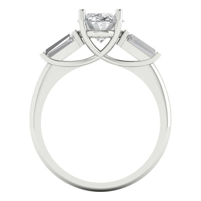 2.5 cttw White Sapphire Three-Stone Engagement Ring - Solid Gold (Oval Cut,9x7mm)