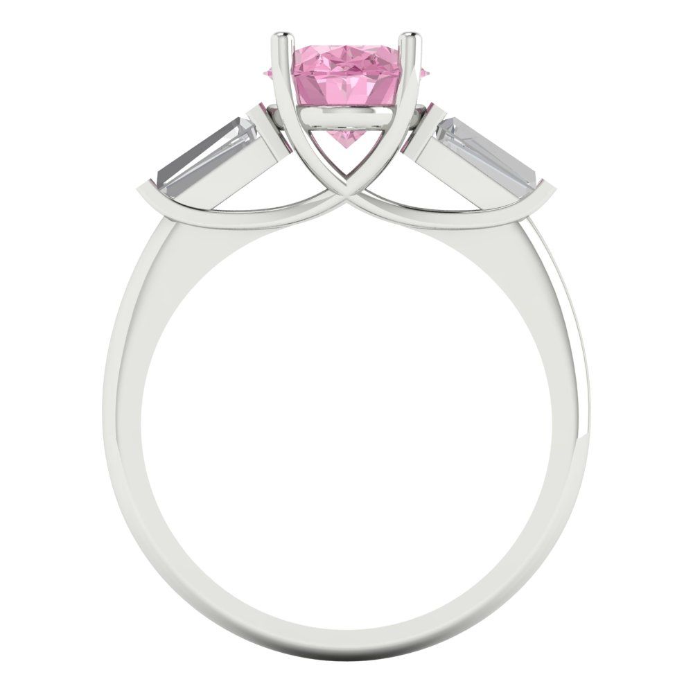 2.5 cttw Zirconia Simulated Pink Diamond Three-Stone Engagement Ring - Solid Gold (VVS1, Oval Cut,9x7mm)