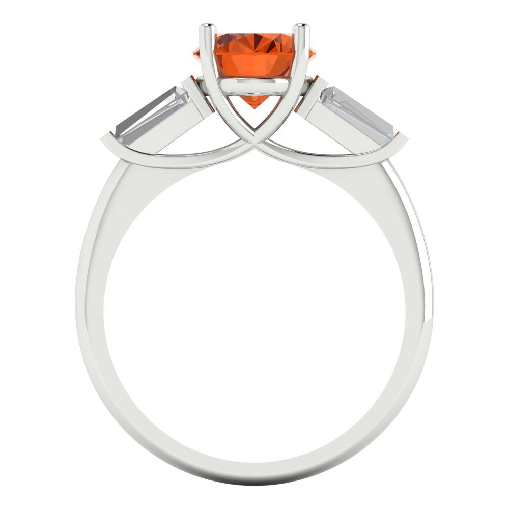 2.5 cttw Zirconia Simulated Red Diamond Three-Stone Engagement Ring - Solid Gold (VVS1, Oval Cut,9x7mm)